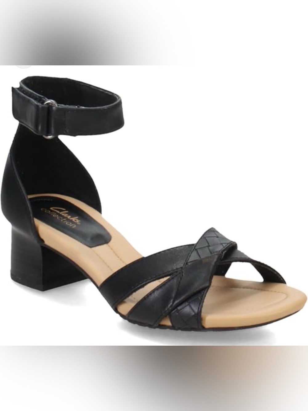 Clarks Desirae Lily Black/Tan, Ankle-Strap Sandal, 1.75” Block Heel, SZ. 8, NWT